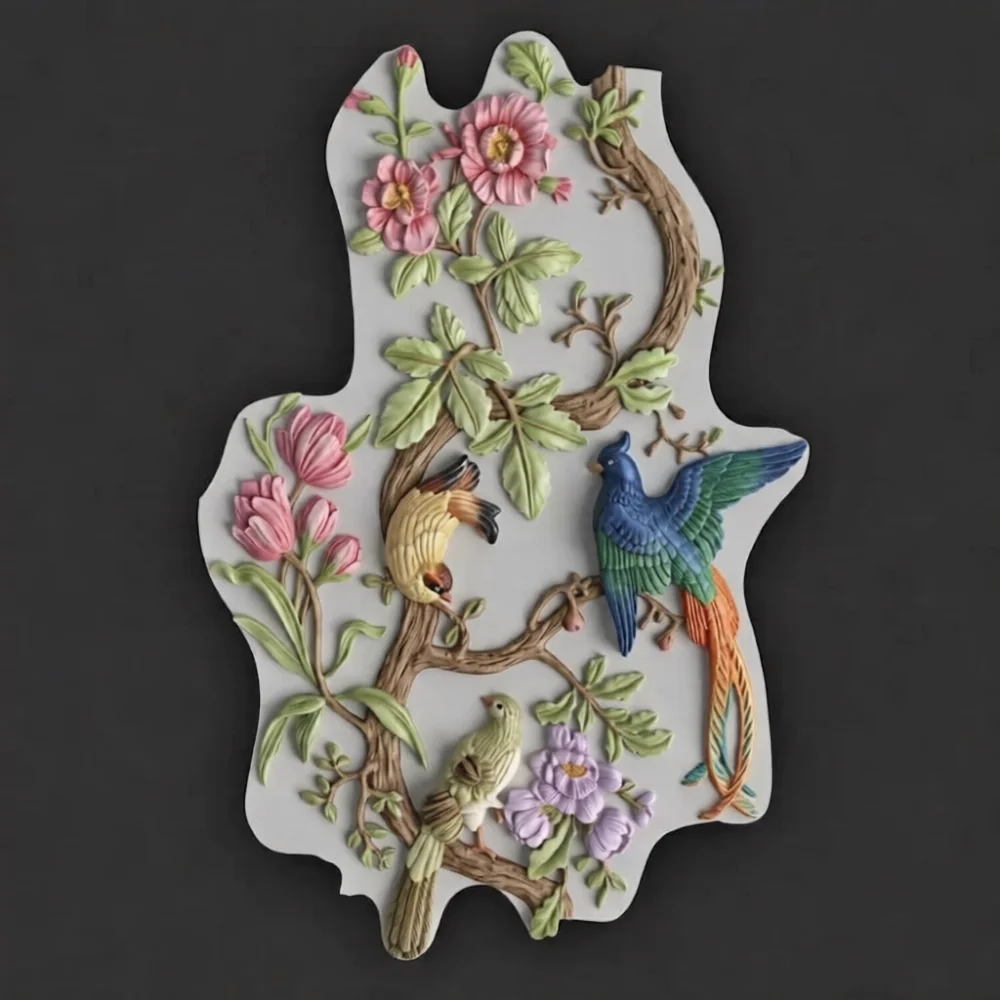 Envol Floral-revêtement murale 3D en plâtre