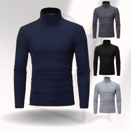 تي شيرت ضيق تناسب الياقة المدورة للرجال ، بلوزات طويلة الأكمام ، أحادية اللون ، أبيض وأسود