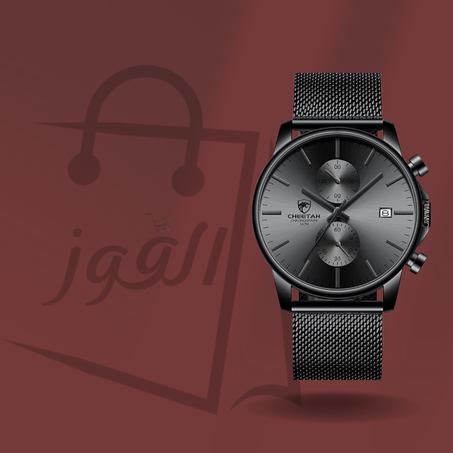 ساعة كرونوغراف عصرية شبكية من الستانلس ستيل مقاومة للماء للرجال مع تاريخ تلقائي