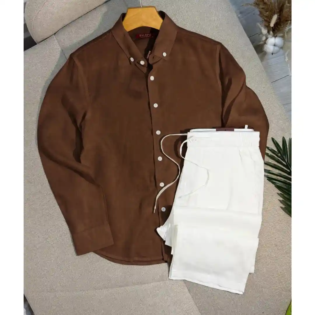 Ensemble Chemise & Pantalon en Lin 100% Original