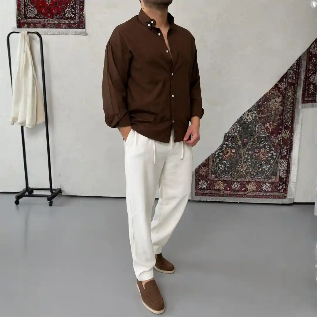 Ensemble Chemise & Pantalon en Lin 100% (Original)