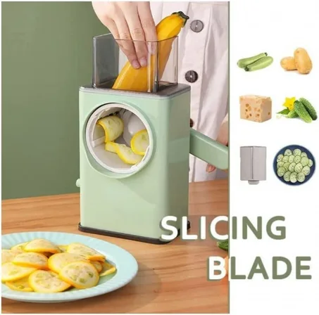 قطّاعة خضر وفواكه يدوية متعددة الاستعمال 4 في 1 تقطيع – بشر – ماندولين لتحضير سريع وسهل في المطبخ