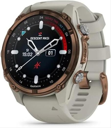 ساعة تيتانيوم مطلية برونزي بسوار سيليكون رمادي من ديسينت، Mk3i، 43 ملم