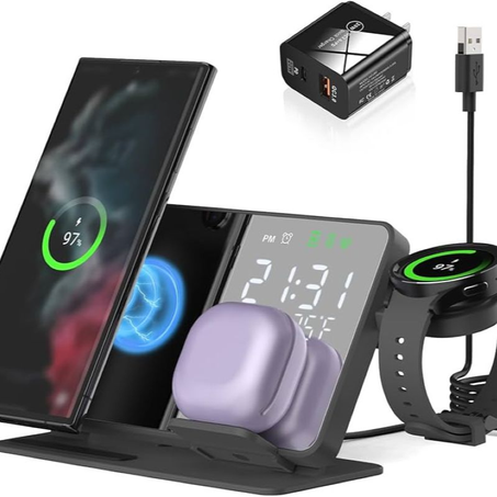 شاحن لاسلكي بالشاشة 3 في 1