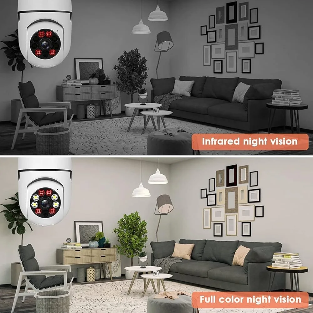 1080P Wi-Fi Smart Light Bulb Security Camera – كاميرا لمبة ذكية بدقة 1080 بكسل قابلة للاتصال بالواي فاي