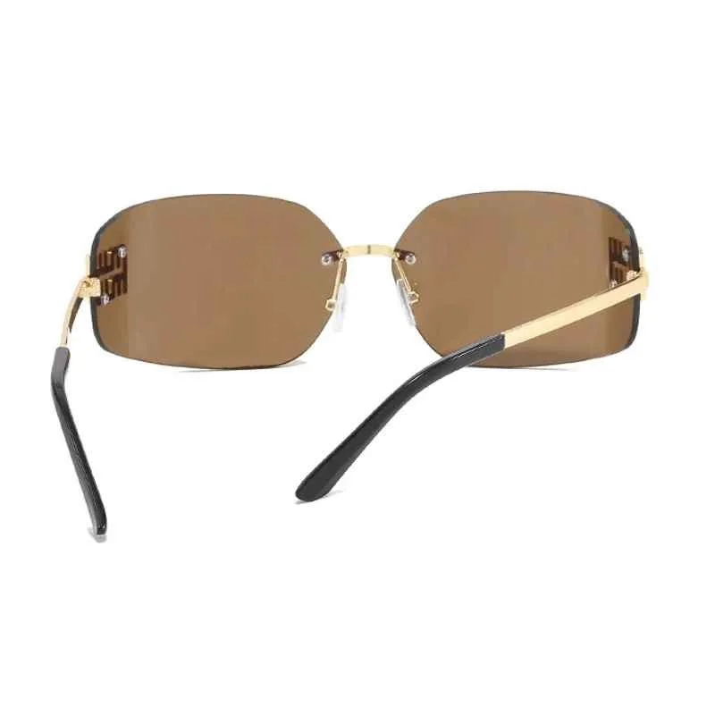 Women’s Futuristic Classic Rimless Gradient Lens Sunglasses – نظارات شمسية نسائية عصرية بدون إطار بعدسات متدرجة اللون