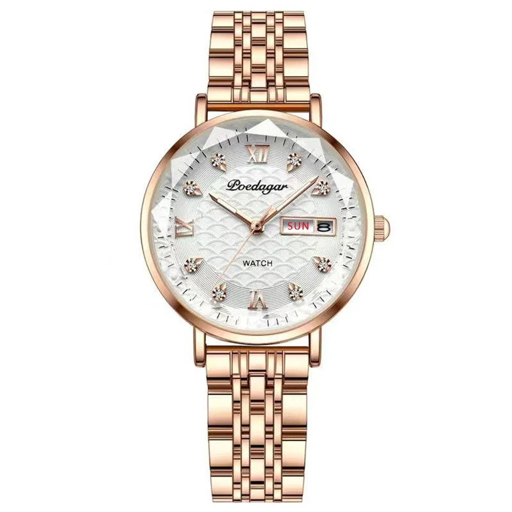 🌸 Femmes Montres Mode Rose Or Acier Quartz – ساعة نسائية أنيقة بلون ذهبي وردي من الفولاذ الكوارتز