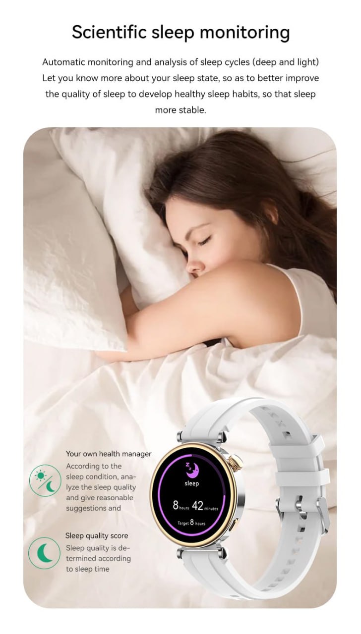 AMOLEDساعة ذكية أنيقة للنساء بشاشة مقاومة للماء