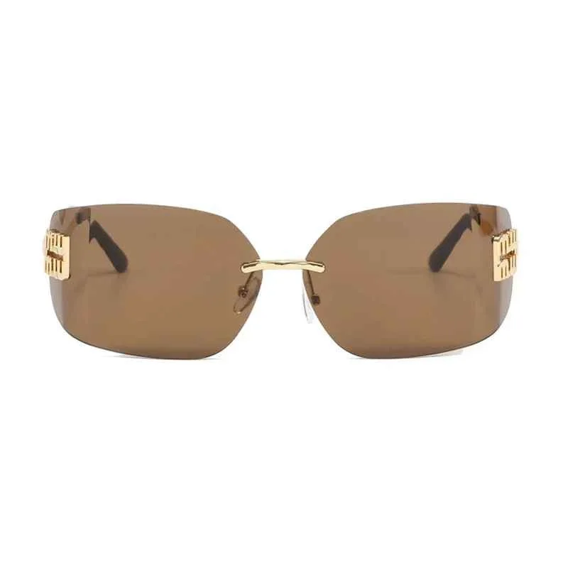 Women’s Futuristic Classic Rimless Gradient Lens Sunglasses – نظارات شمسية نسائية عصرية بدون إطار بعدسات متدرجة اللون