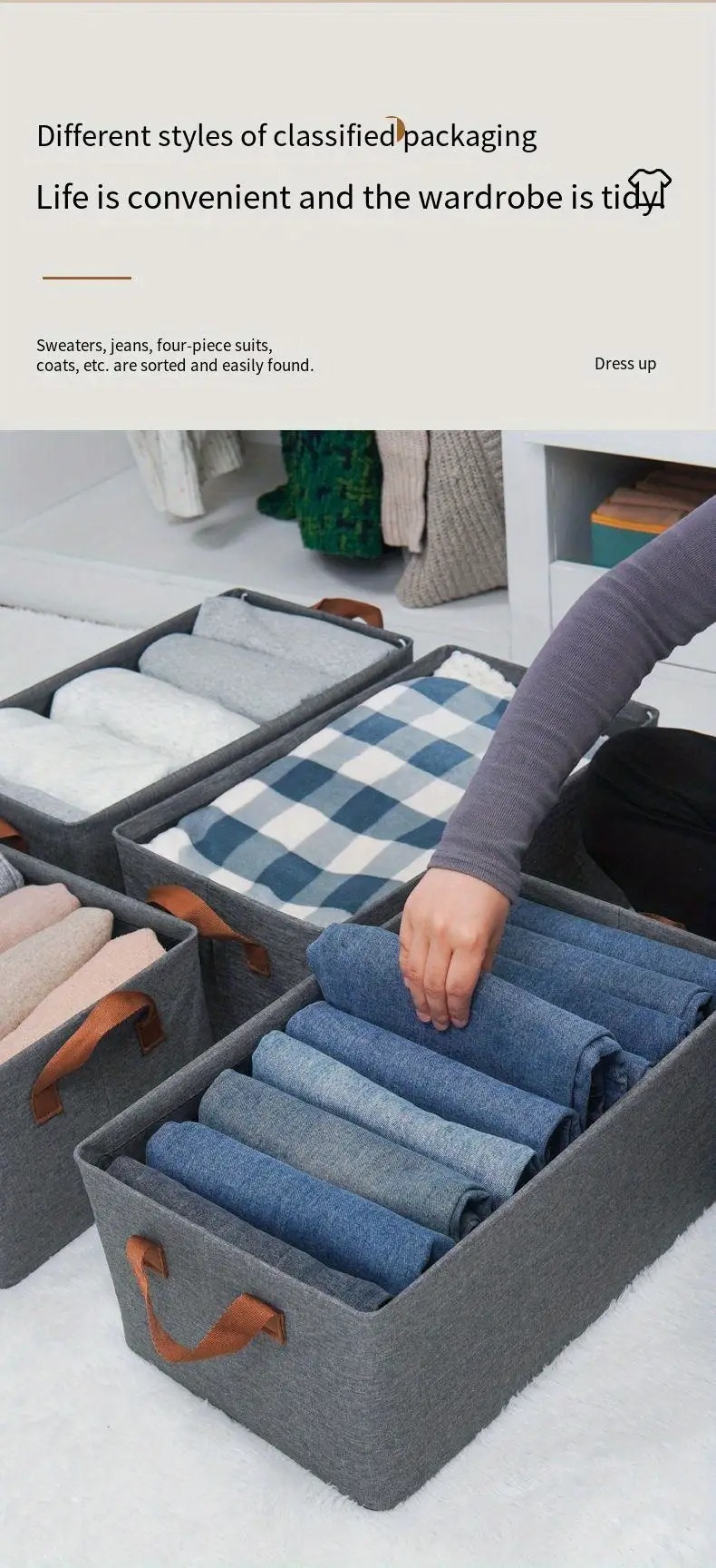 1pc, bacs de rangement avec cadre en acier, bacs de rangement en tissu, boîtes de rangement pliables, organisateurs de placard et paniers de rangement pour étagères de salon détails 5