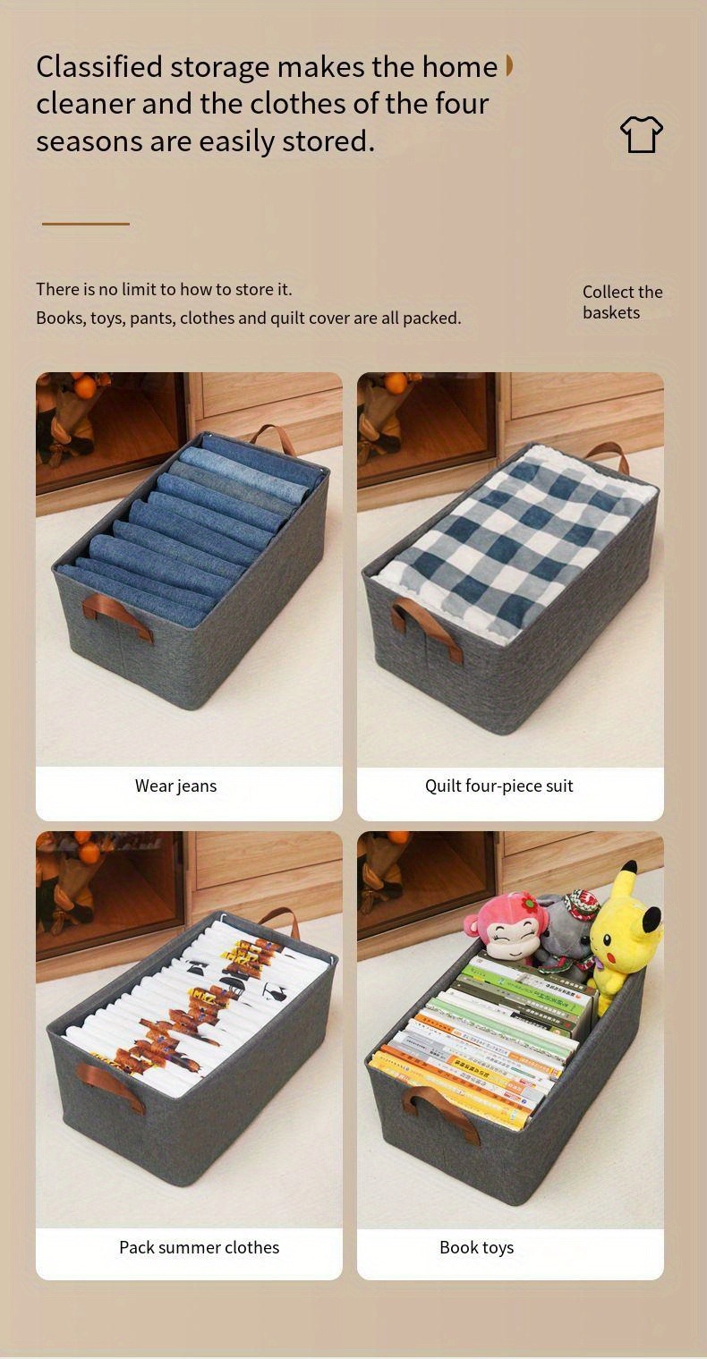 1pc, bacs de rangement avec cadre en acier, bacs de rangement en tissu, boîtes de rangement pliables, organisateurs de placard et paniers de rangement pour étagères de salon détails 7