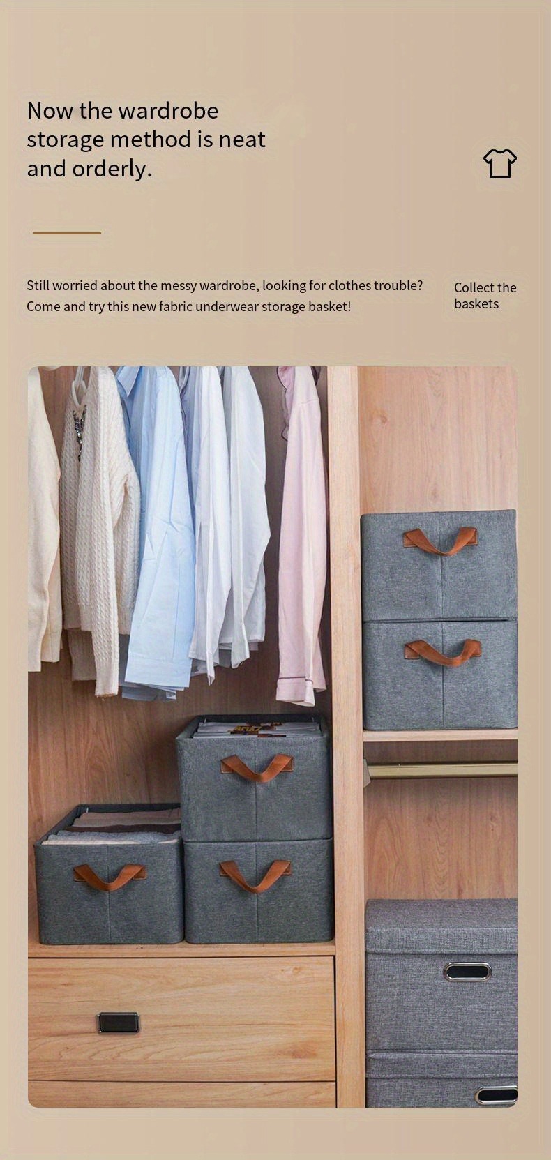 1pc, bacs de rangement avec cadre en acier, bacs de rangement en tissu, boîtes de rangement pliables, organisateurs de placard et paniers de rangement pour étagères de salon détails 4