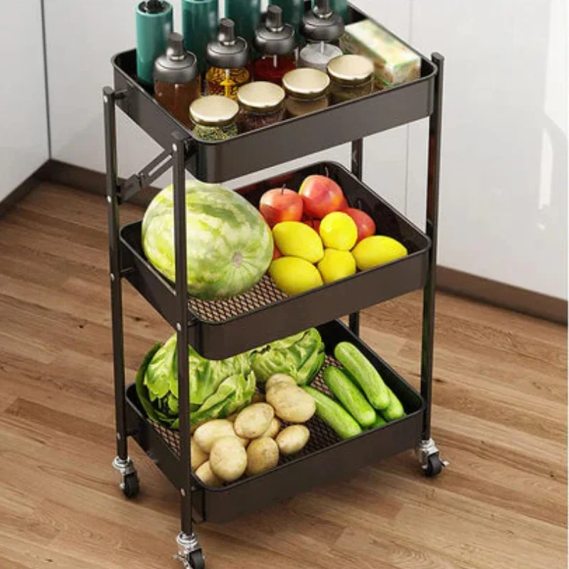 Chariot 3 Etagère Cuisine Service Rangement Anti-Corrosion Multifonction