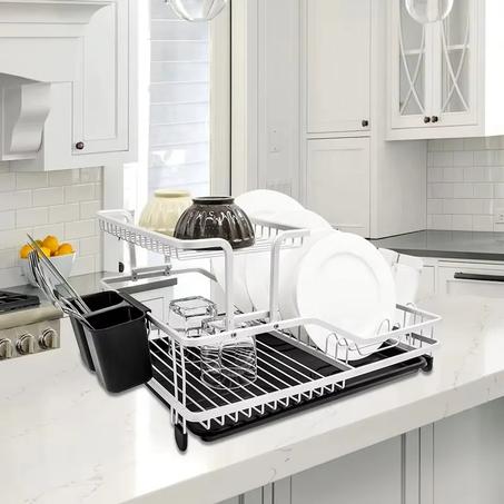 Égouttoir à Vaisselle en Métal — Organisation Pratique et Étanche pour Votre Cuisine – Blanc