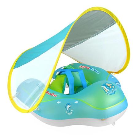 Anneau de Bain Flottant pour Bébé avec Parasol - Flotteur Gonflable avec Sangles pour Enfants - Accessoire de Bain et Natation d'Été