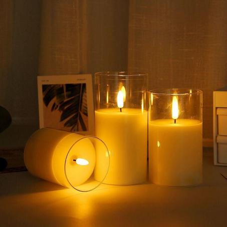 Bougies en Verre LED 3 pièces