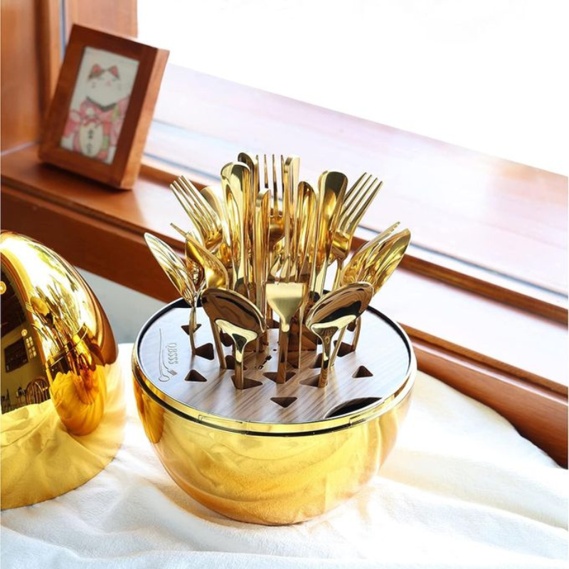 Ensemble De Couverts En Forme D’œufs 24 Pcs