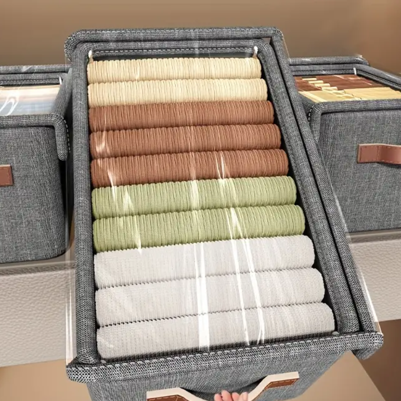Pack de 10 Boîte de rangement pour vêtements avec couvercle transparent