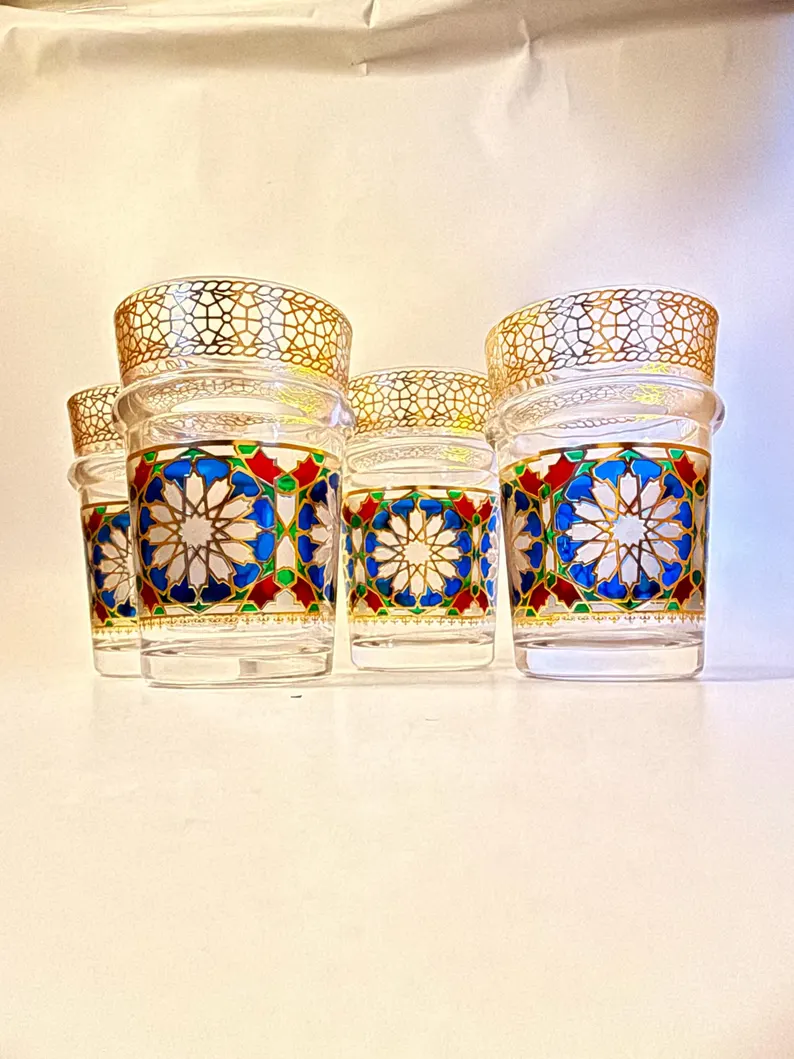 Set de Verres à Thé Marocains en Verre Doré - Élégance et Tradition ✨