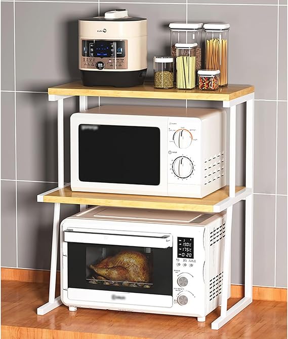 Étagère de Rangement en bois pour Micro-Ondes et épices