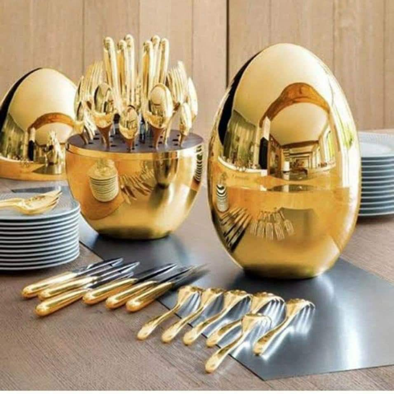 Ensemble De Couverts En Forme D’œufs 24 Pcs