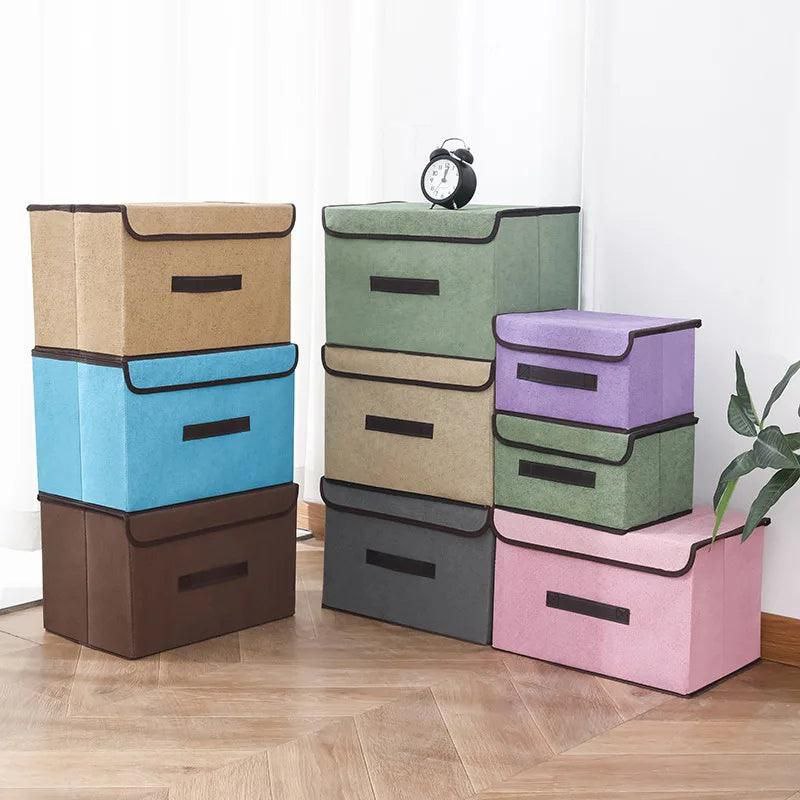Cube de boîte de rangement 🧣 pliable non tissé 👕 avec couvercle 2 pièces