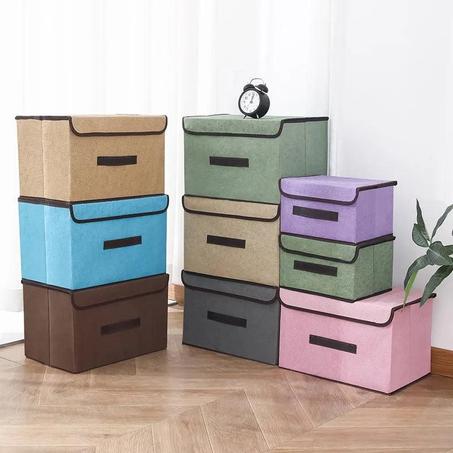 Cube de boîte de rangement 🧣 pliable non tissé 👕 avec couvercle 2 pièces