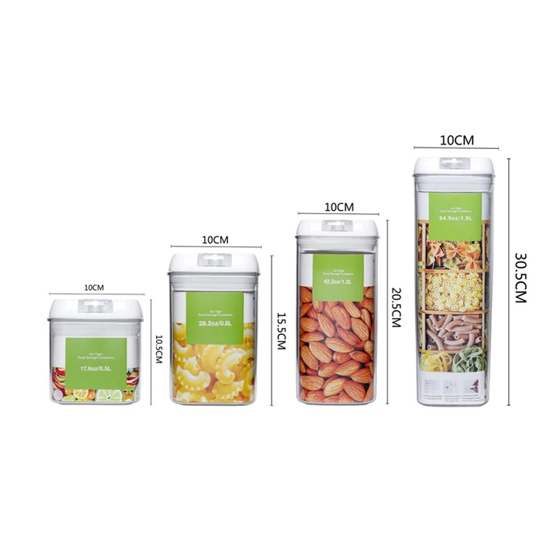 Ensemble de Boîtes de Rangement Transparentes avec Couvercles Noir pour Cuisine et Pantry