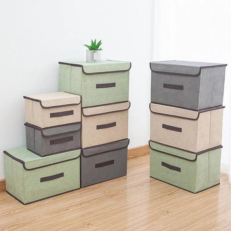 Cube de boîte de rangement 🧣 pliable non tissé 👕 avec couvercle 2 pièces