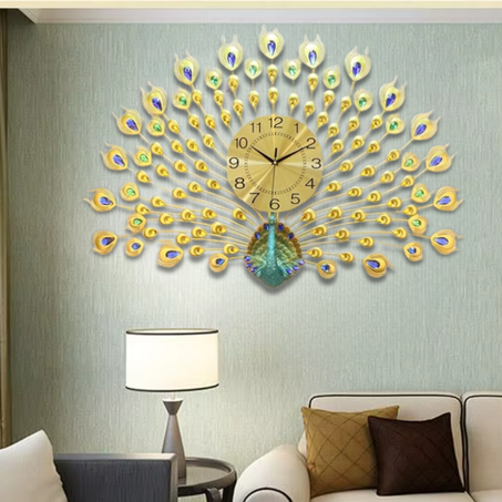 Horloge murale Asiatique Paon