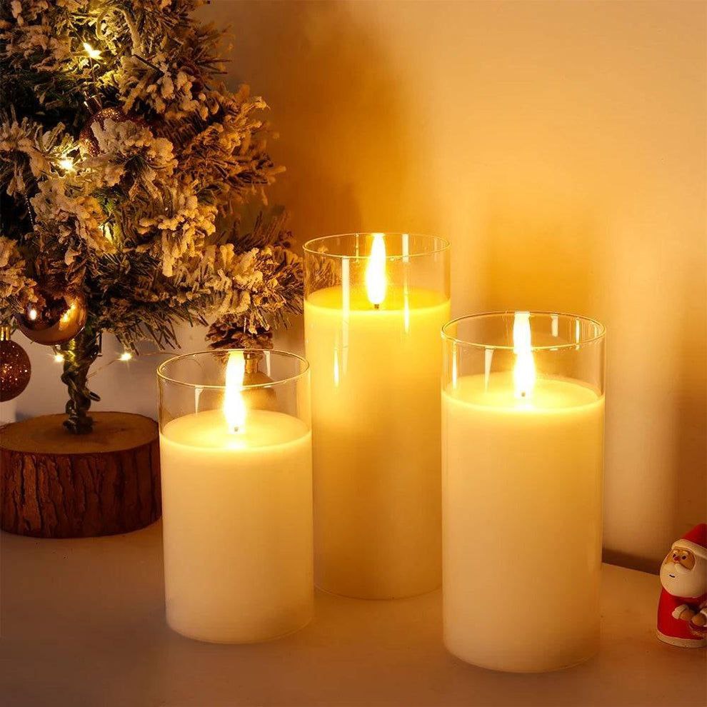 Bougies en Verre LED 3 pièces