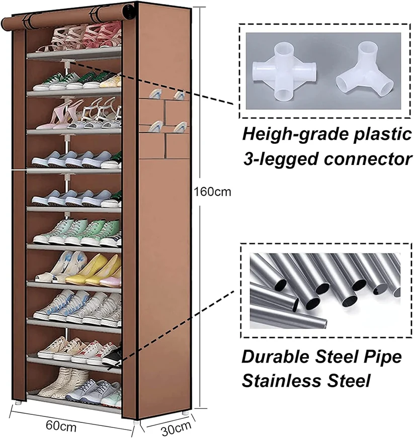 Meuble à chaussures simple à 10 niveaux