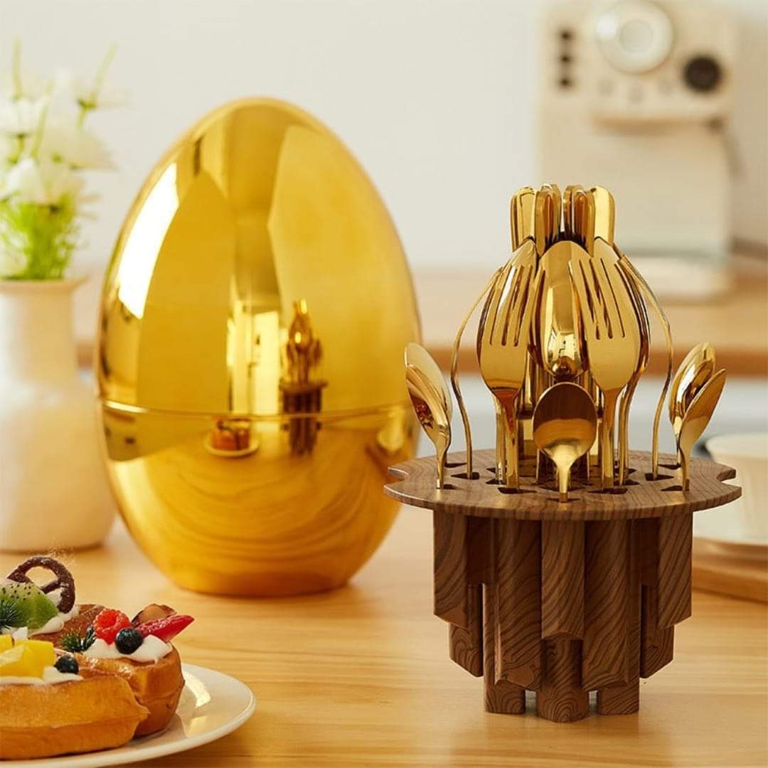 Ensemble De Couverts En Forme D’œufs 24 Pcs