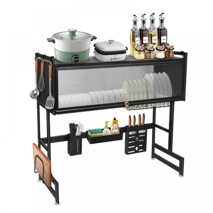 Support à vaisselle de cuisine à 3 niveaux avec porte rabattable,