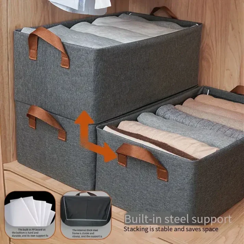 Boîte de rangement en tissu empilable pour vêtements
