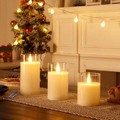 Bougies en Verre LED 3 pièces