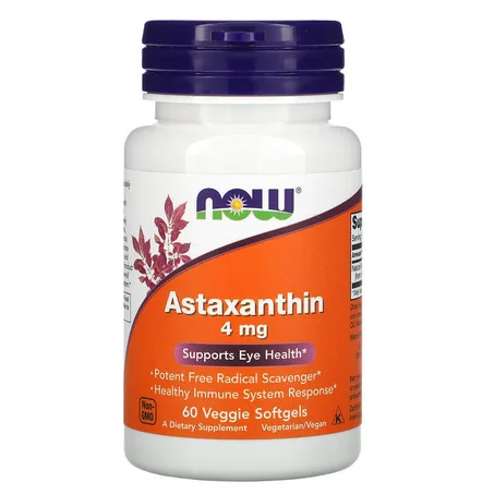 NOW Foods, Astaxanthine, 4 mg, 60 capsules végétariennes à enveloppe molle