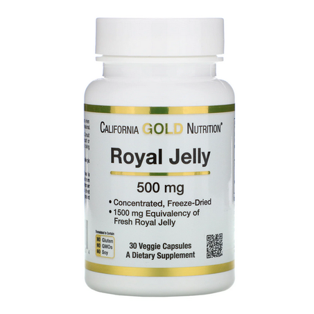 California Gold Nutrition, Royal gelly, concentrée et lyophilisée, 500 mg, 30 capsules végétariennes