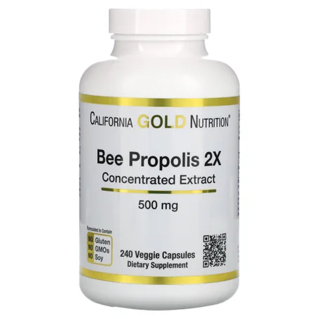California Gold Nutrition, Bee Propolis 2X, Concentrated Extract, 500 mg, 240 Veggie Caps