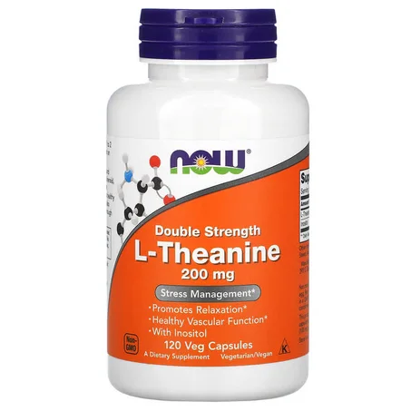 NOW Foods, L-théanine, Double efficacité, 200 mg, 120 capsules végétariennes