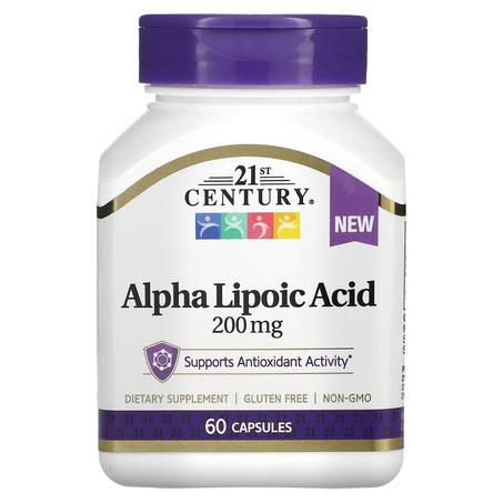 21e siècle, acide alpha-lipoïque, 200 mg, 60 gélules