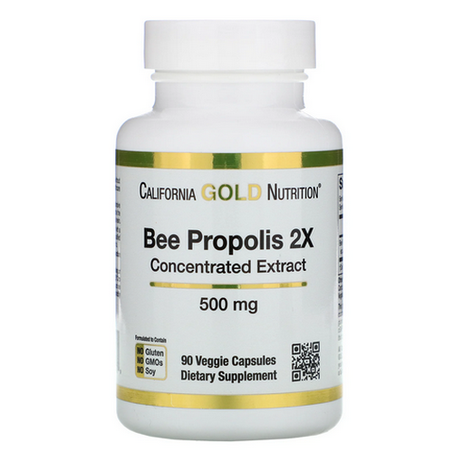 California Gold Nutrition, Propolis d'abeille 2X, extrait concentré, 500 mg, 90 gélules végétales