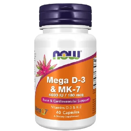 Now Foods Mega D3 4000 IU & MK-7 180 mcg - 60 Capsules