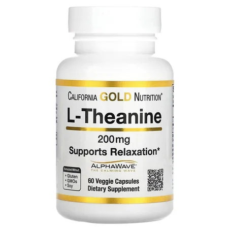 California Gold Nutrition, L-théanine, AlphaWave, Soutien pour la relaxation, Concentration et calme, 200 mg, 60 capsules végétariennes