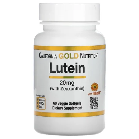 California Gold Nutrition, Lutéine et zéaxanthine, 20 mg, 60 capsules à enveloppe molle végétales