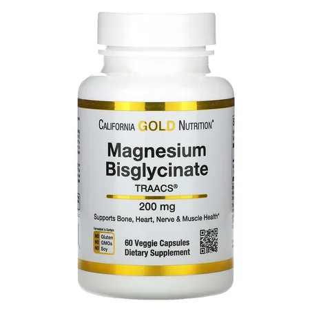 California Gold Nutrition, Bisglycinate de magnésium, Albion TRAACS®, 100 mg, 60 capsules végétariennes