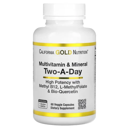 California Gold Nutrition, Multivitamines et minéraux, Two-A-Day, 60 capsules végétariennes