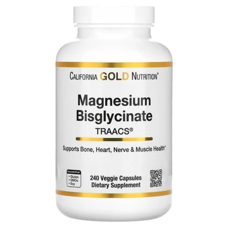 California Gold Nutrition, Magnésium Bisglycinate, Formulé avec TRAACS, 100 mg, 240 gélules végétales