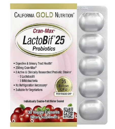 California Gold Nutrition, CranMax® LactoBif® Probiotics, 25 Billion CFU, 30 Veggie Capsules