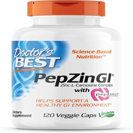 Doctor's Best, PepZin GI, Complexe zinc-L-carnosine, 120 capsules végétariennes